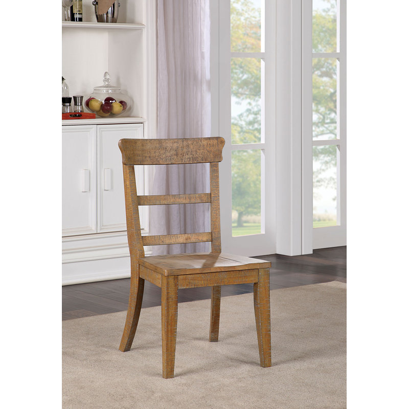 Chaise d'appoint en bois massif Alyisa, Brun