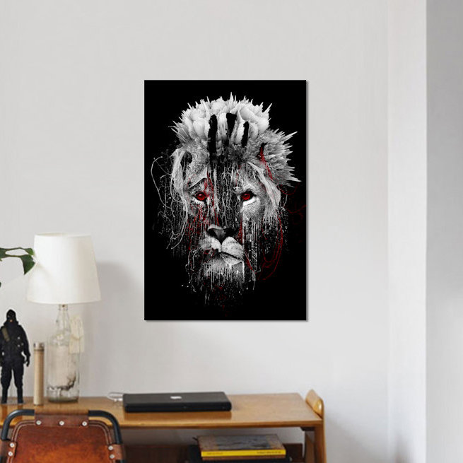 « red-avec lion », impression sur toile, H 26 po x l 18 po x P 1,5 po, Toile tendue, Pas de tapis