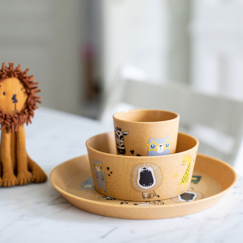 Koziol Connect Plate Zoo dinner plate, plastic and wood mix, nature wood, 20.5cm
