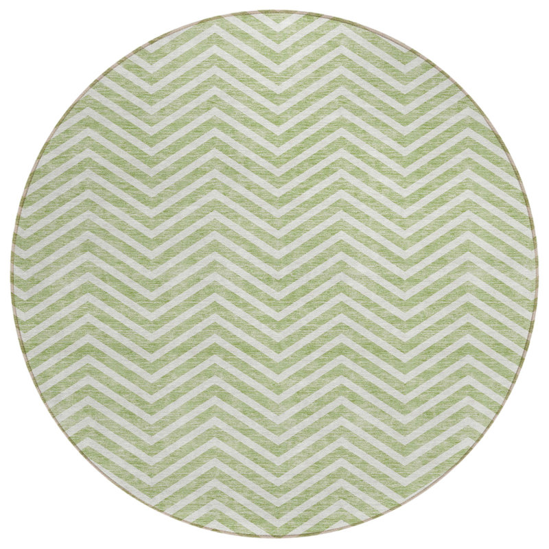Tapis intérieur lavable rond 8 pi vert et ivoire artichaut