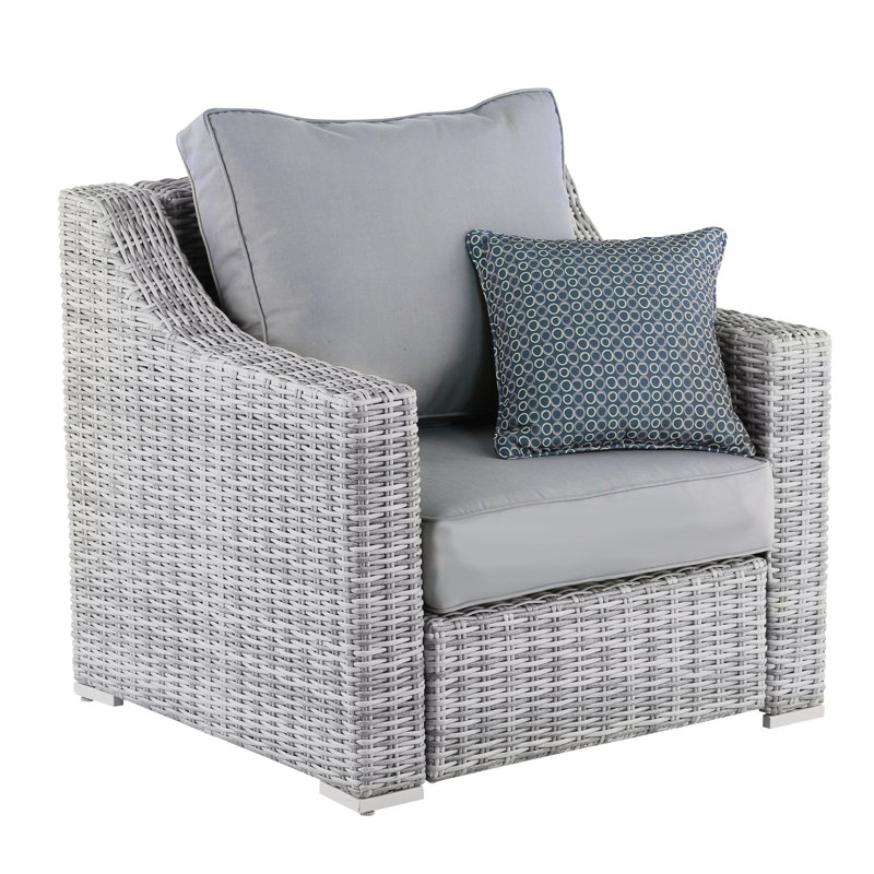 Elle Decor Vallauris Patio Outdoor Furniture Collection, Premium All Weather Wicker, Arm Chair, Gray