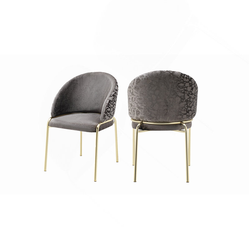Chaises 2 pièces en velours et pieds en métal doré - Gris foncé, Gris foncé