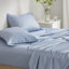Édredon très grand lit avec draps à motif floral bleu, profondeur de matelas de 16 po, microfibre douce, imprimé lavable à la machine, très grand, ajustement, draps