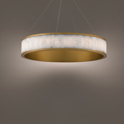 Luminaire suspendu cylindrique à 1 lumière DEL avec carreaux albâtre Coliseo