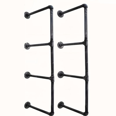 Multifunctional Bracket Bracket  Iron Wall-Mounted Bracket, Multi-Layer Partition Support Frame, Black Household Storage Rack Storage Shelf (With Mounting Screws)(4-Tier Shelf Brackets,Not Include Planks)