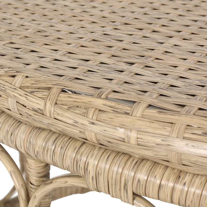 Table basse d'extérieur en rotin tissé avec motif bohème