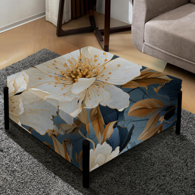 Contemporary Floral Elegance Cottage Collage - Floral Large Square Ottoman