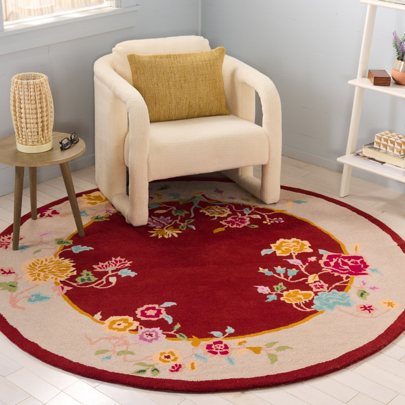 Metro 729 Hand Tufted Wool; Cotton Floral Rug in Rust/Beige, Round 6'
