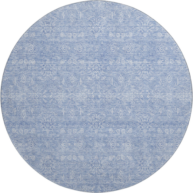 Premium Machine Washable Prisco Sky Rug, Round 8'