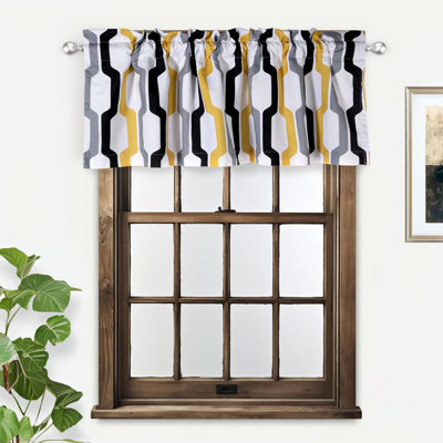 Geometric Geometric Lined Kitchen Valance Tailored Window Valance