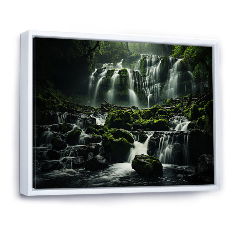 Décoration murale cascade Sublime Symphony - Paysages, Cadre flottant blanc, H 30 po x l 40 po x P 1,5 po