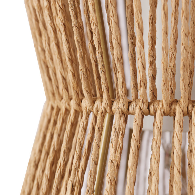 1-Light Matte White Pendant Lighting with Natural Twine Shade