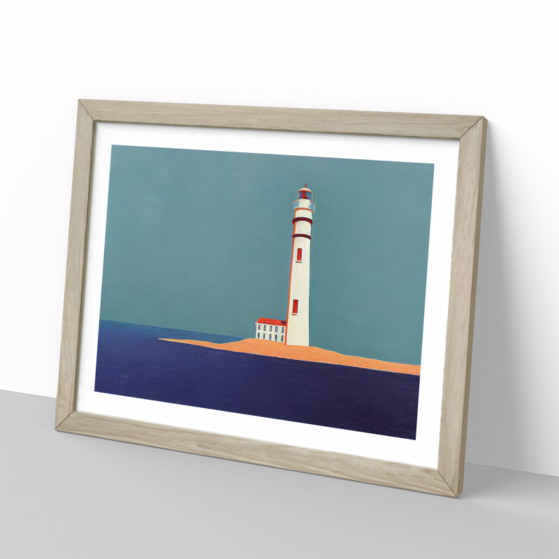 Glorious Lighthouse - Framed Print, 46cm H x 64cm W x 2cm D, Oak