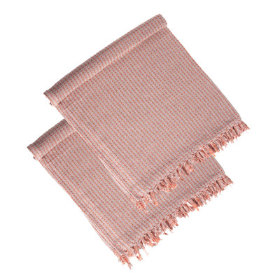 Jeté 50x60 "en coton rose avec pampilles, paquet de 2