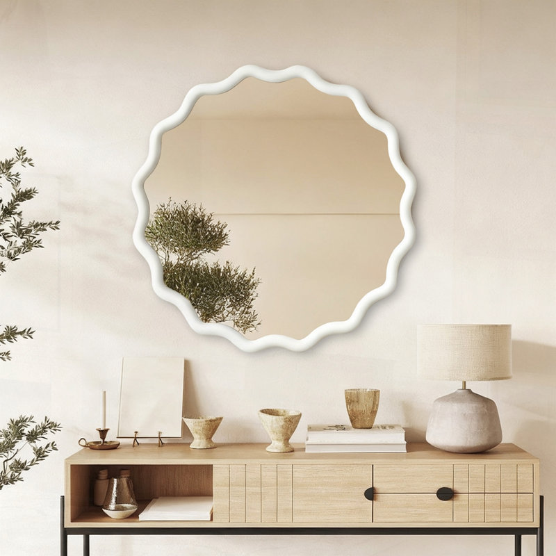 Miroir Wavy, Blanc, 36 po x 1,18 po