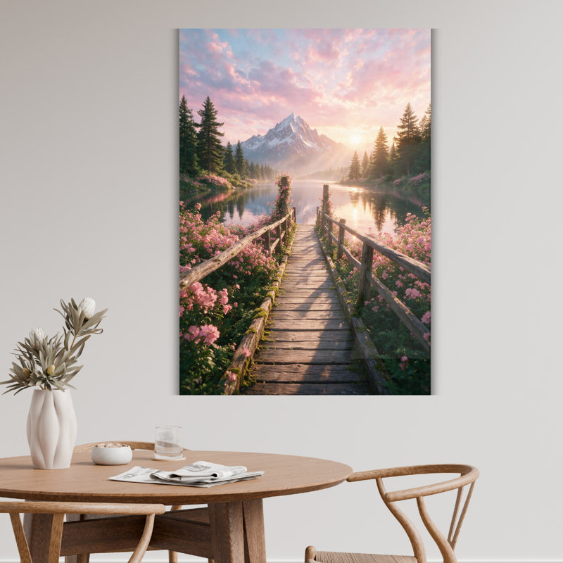 Art mural en verre trempé Mountain Lake, H 30 po x l 20 po