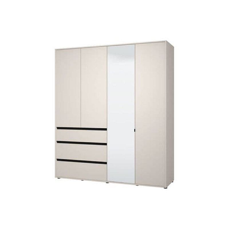 3 Door Manufactured Wood Wardrobe, Cream