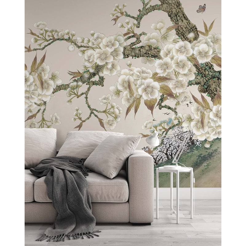 Murale Yarelys Vintage Floral Retro Flower Nostalgic, L 106 po x l 187 po