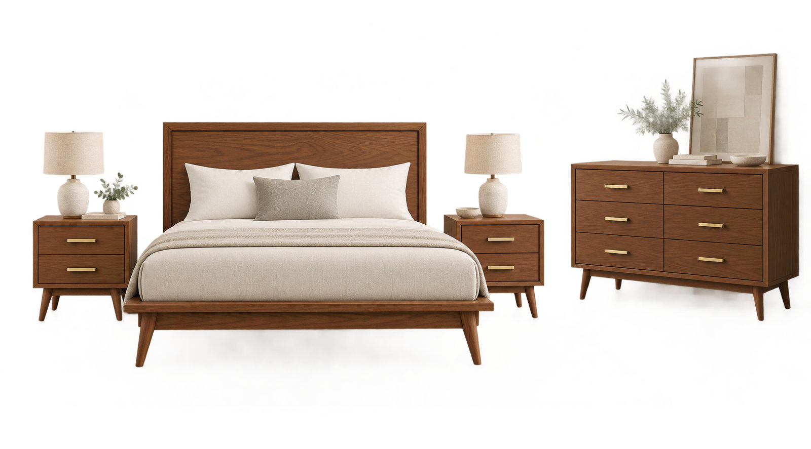 Joshuah Oak Bedroom Set, Tan, King
