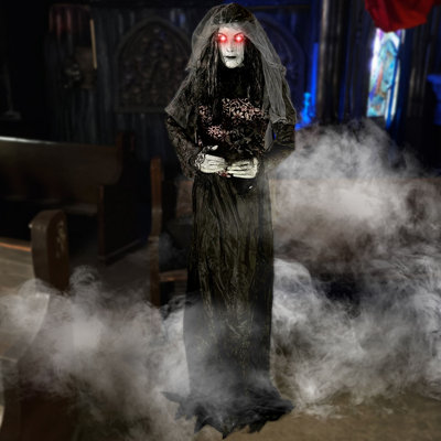 Cursed Wedding Haunted Hill Farm 5,11 pi Rendez-vous fantôme d'Halloween animatronique avec lumières et effets sonores activés