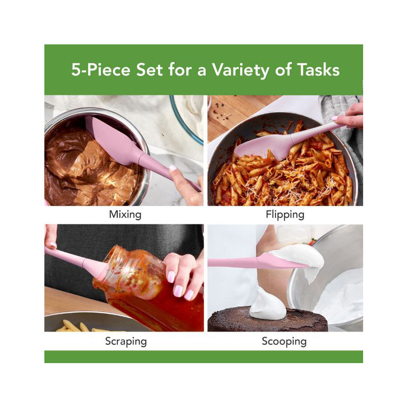Tovolo Flex-Core All Silicone Assorted Spatulas - Set of 5 Pink Sorbet