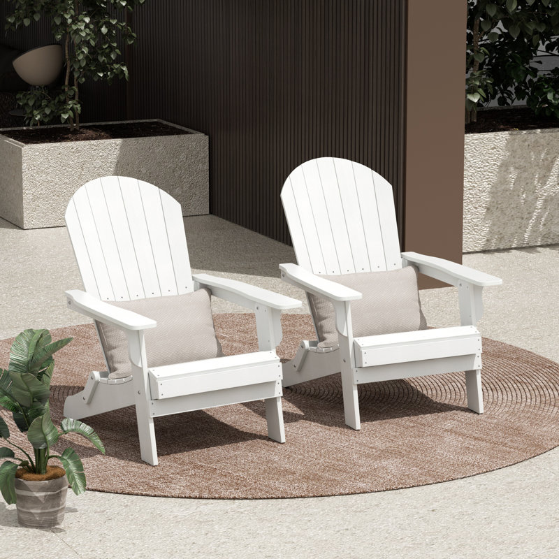 Arrlo Foldable Outdoor Adirondack Set, White