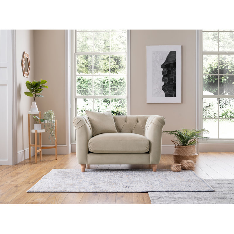 Noelia Chesterfield  Velvet  Armchair, Putty
