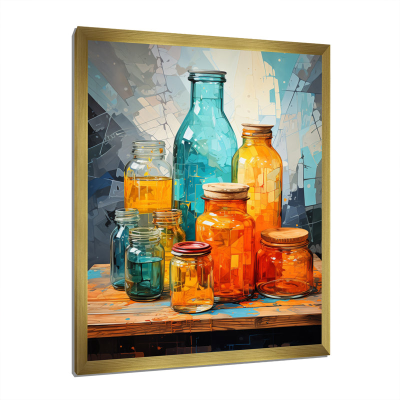 Ferdina " Food Condiments An Abstract ", Gold Picture Framed, 20" H x 12" W x 1" D