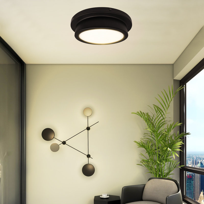Glass LED Flush Mount, 4" H x 14" W x 14" D