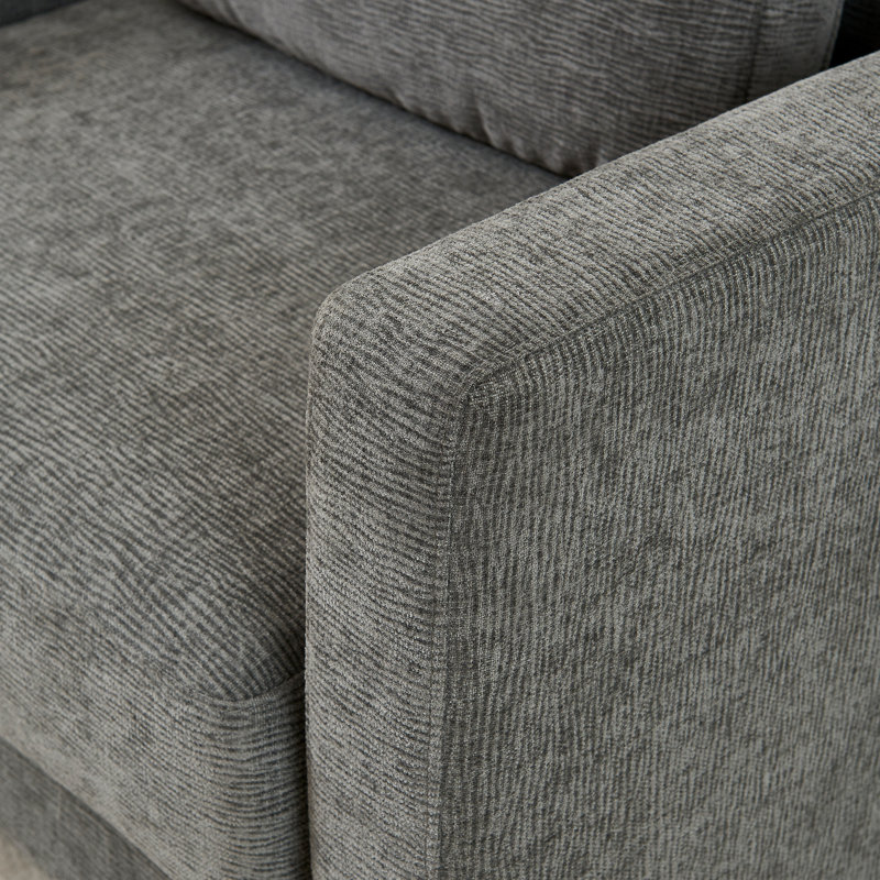 Fauteuil en chenille moderne avec base en bois massif, rembourrage luxueux pour le salon, la chambre à coucher et le bureau