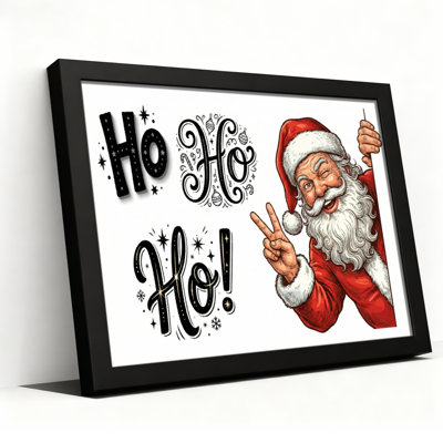 Ensemble de 1 tableau sur toile tendue représentant le père Noël « Ho Ho Ho ».