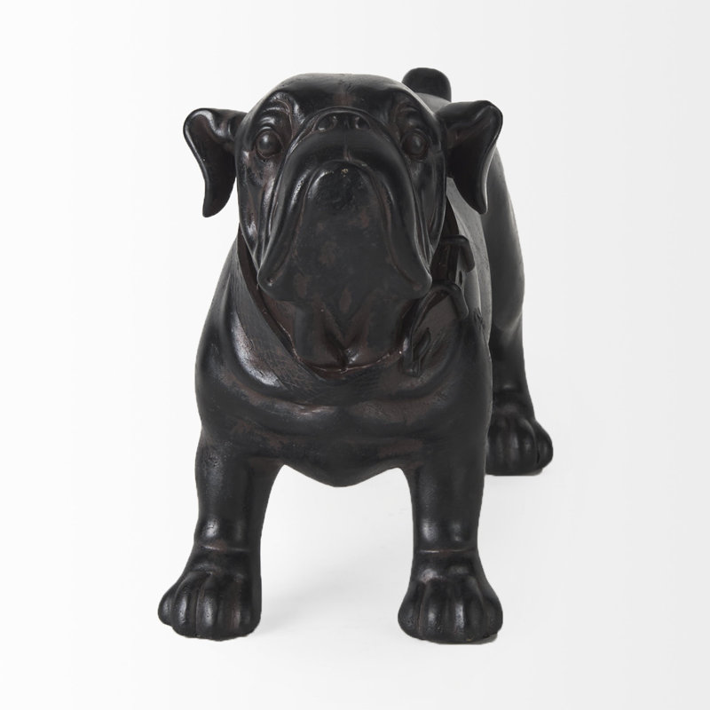 Sculpture bouledogue en résine noire