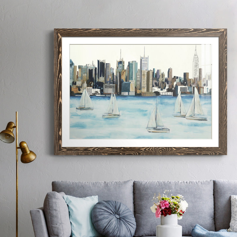Boat City Boat City - peinture encadrée, H 31 po x l 44 po x P 1 po, Toile avec cadre érable, Non