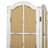 Bigham Beige Wood Hinged Foldable Partition 3 Panel Room Divider Screen w/ Burlap Window Pane Design
