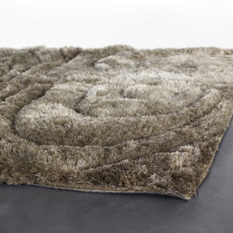 Flemish Hand Loomed Modern Area Rug in Taupe/Cream/Beige, Rectangle 7'9" x 10'6"