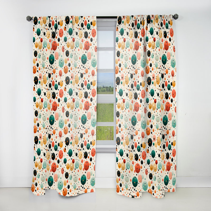 Motif à pois multicolore vibrant I - Rideau abstrait - Rideau obscurcissant - 1 panneau, L 52 po x L 108 po