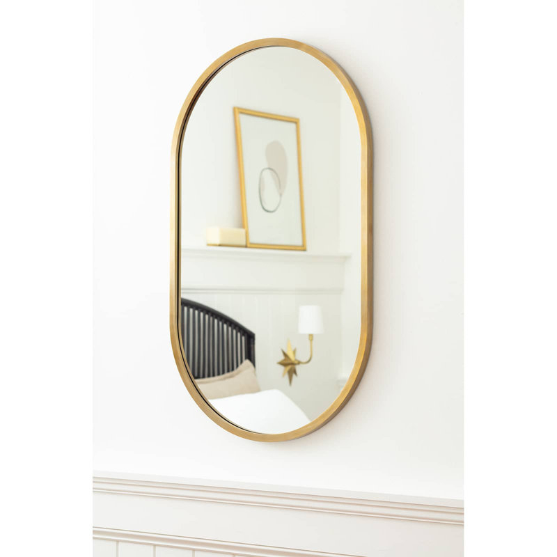Canal Stainless Steel Frame Mirror, Natural Brass