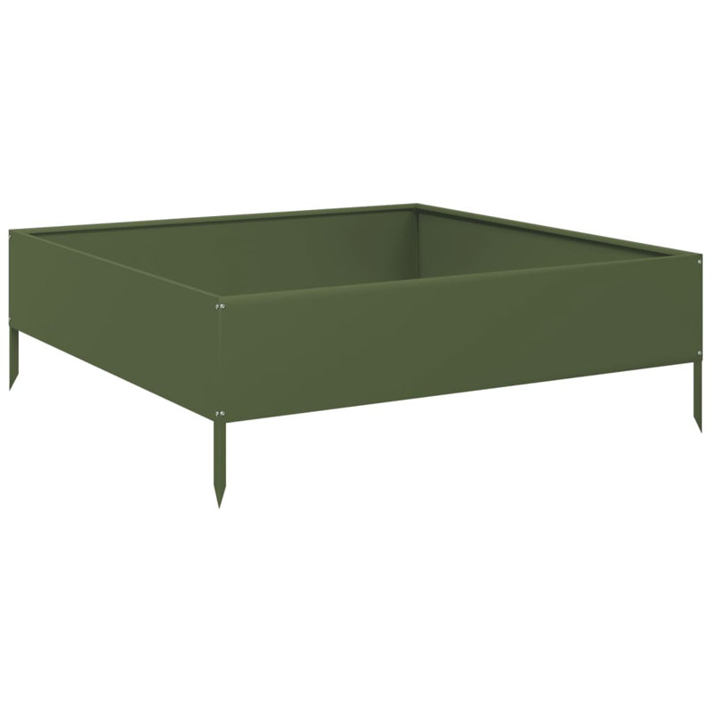 Caylub Metal Raised Garden Bed, 33.5cm H x 100cm W x 100cm D, Olive