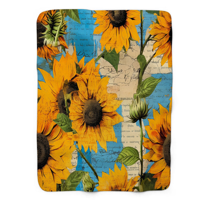 Jeté en sherpa Sunny Blossom - 1 pièce de qualité supérieure, L 60 po x L 80 po
