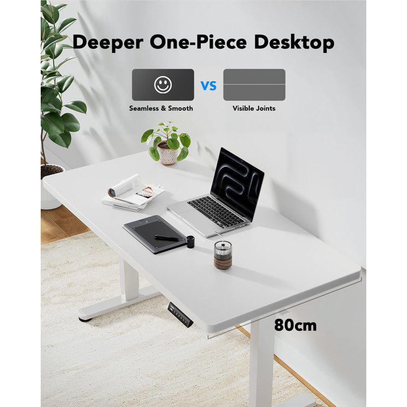 Height Adjustable Rectangular Standing Desk, 120cm H x 80cm W x 120cm D