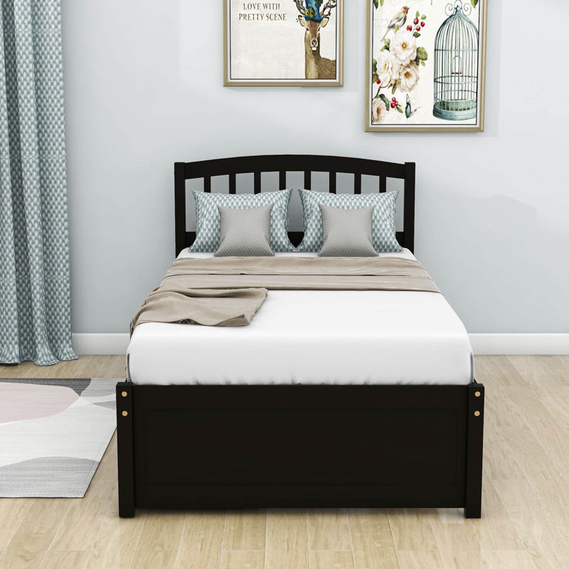 Lit plateforme simple avec tiroirs Eljay, Espresso