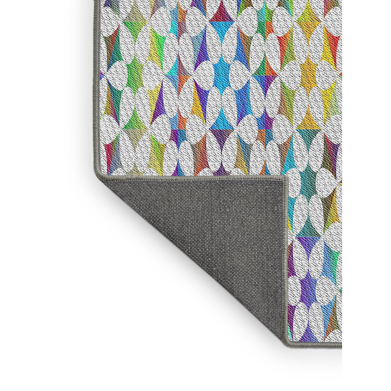 Tapis rose/bleu/vert à motifs Borgey, Rectangle 5 pi x 7 pi