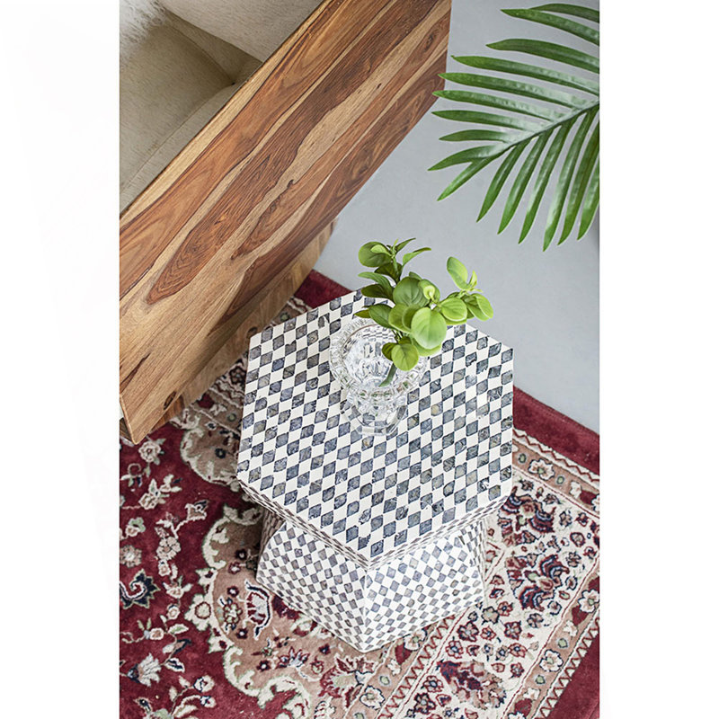 Table de bout hexagonale, table d'appoint d'appoint