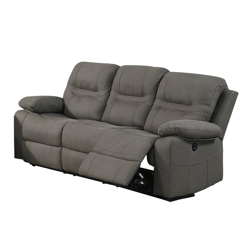 Canapé inclinable à accoudoirs coussinés de 86 po Antwone, Faux cuir gris