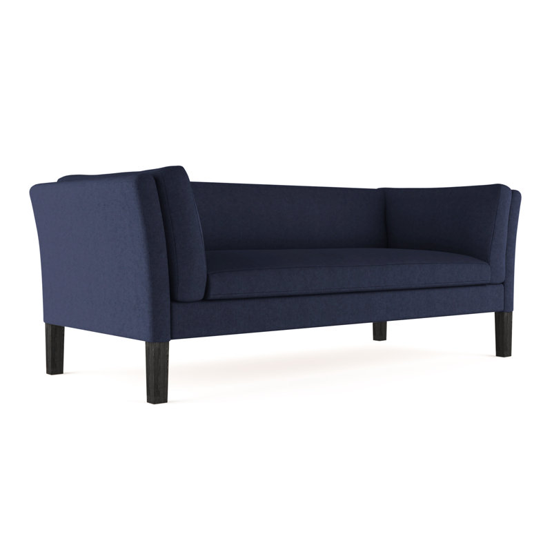 Canapé Charlton, Velours moelleux imprimé bleu, Ébène, H 31 po x l 72 po x P 33 po