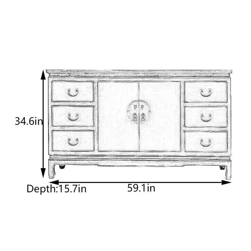Armoire d'entrée en bois d'orme massif