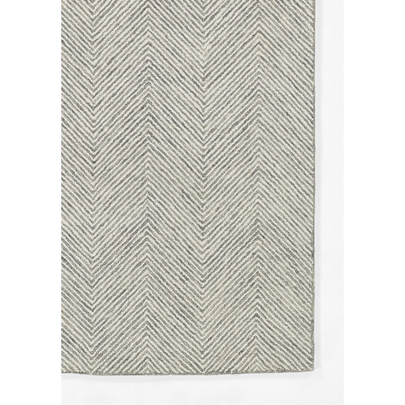 Chevron Handmade Tufted Wool Beige Area Rug, Rectangle 9' x 12'