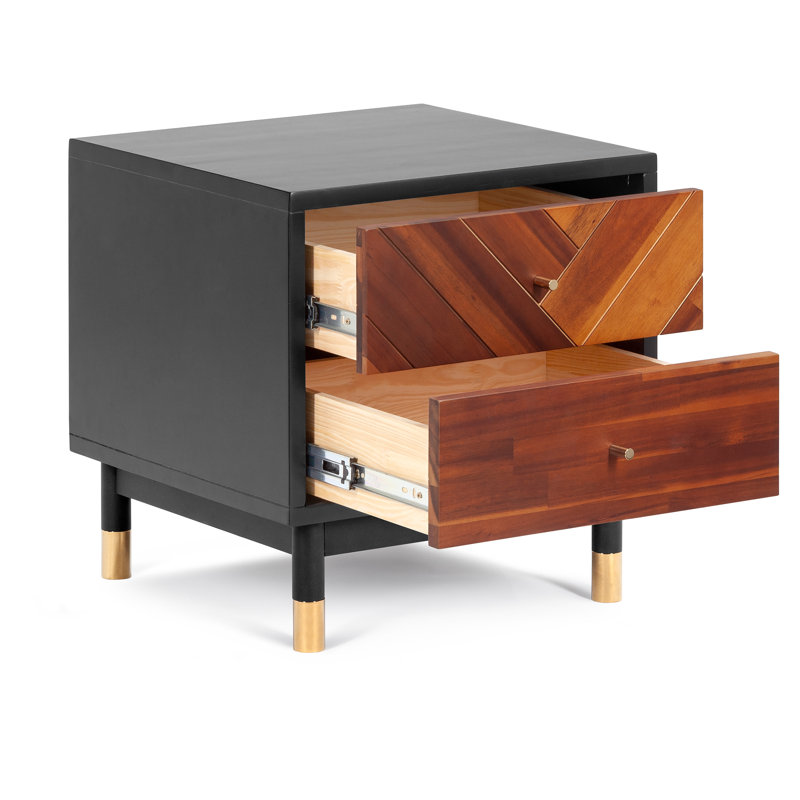 Tigner 2-Drawer Wood End Table, 24.2" H x 24" W x 17.75" D