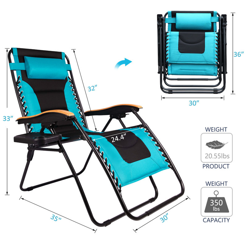 Fauteuil inclinable zéro gravité avec coussin Aneesh, Bleu