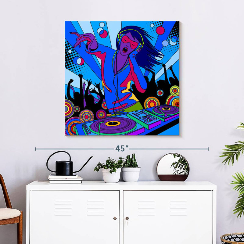 Abarca Funky Female DJ, 30" H x 30" W